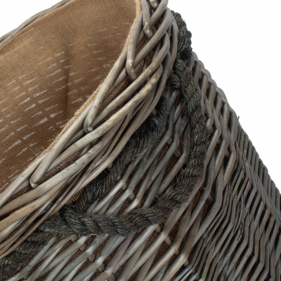image 1 of Medium Antique Wash Round Storage Log Basket