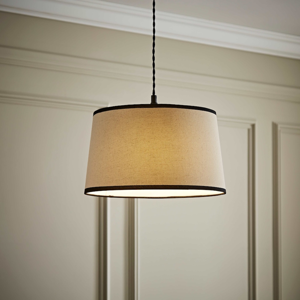 image 1 of ValueLights Aspen Medium Black Trim Tapered Lamp Shade | Black