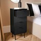 image 2 of OHS 4 Drawer Modern Ribbed Office Side Bedroom Nightstand Bedside Table - Black