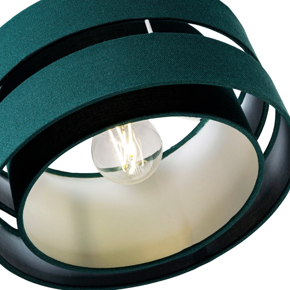 image 1 of Contemporary Quality Green Linen Fabric Triple Tier Ceiling Pendant Light Shade | Green