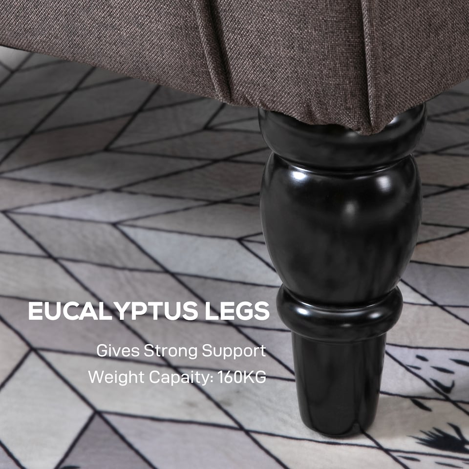 image 1 of HOMCOM Retro Accent Chair, Snow Flannel Wingback Armchair with Wood Frame Button Tufted Design for Living Room Bedroom, Brown