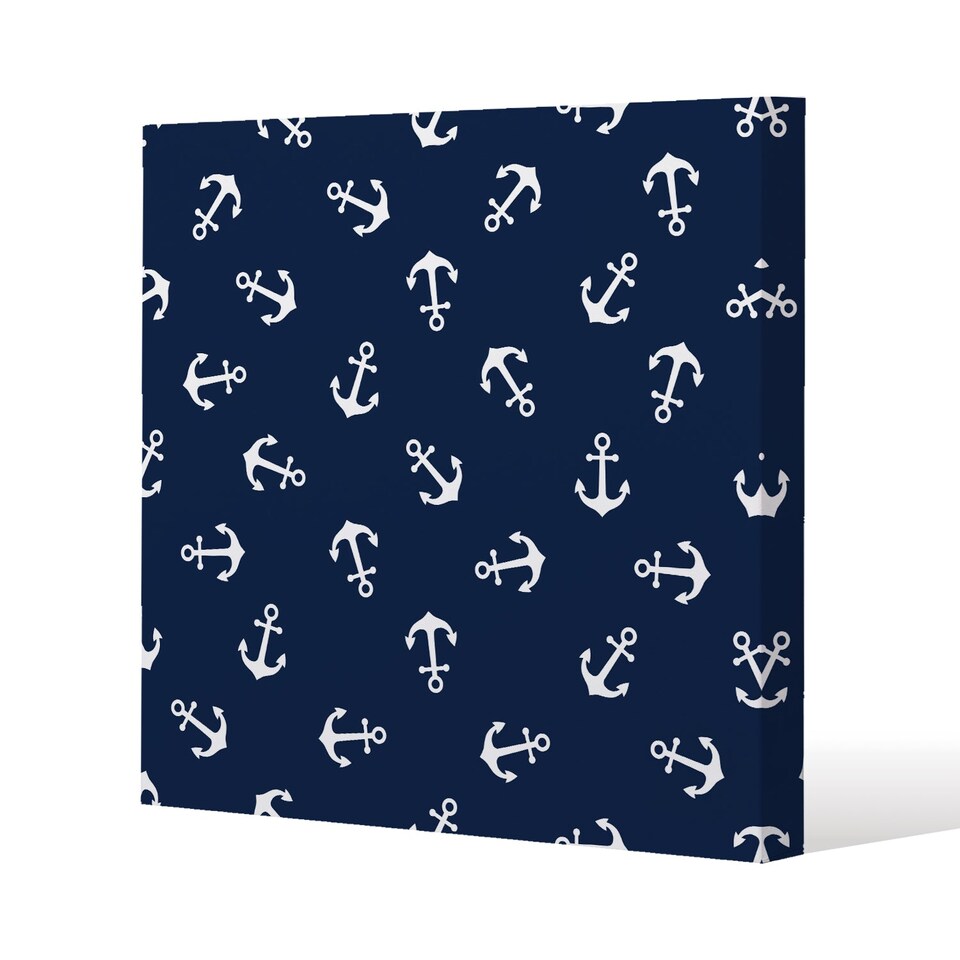 Anchors on Navy Background (Canvas Print) / 127 x 127 x 4cm | Multi