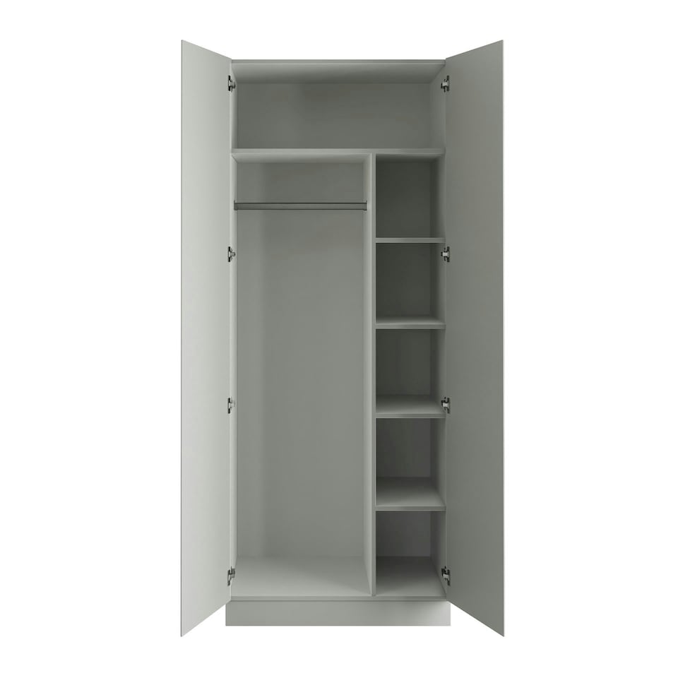 image 1 of J-Pull Handleless Light Grey Double Wardrobe with Single Rail & Shelves Grey