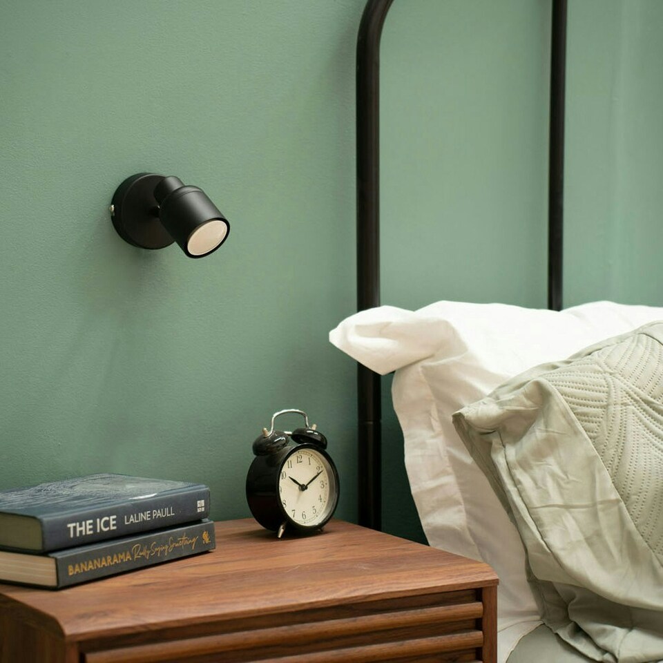 image 1 of ValueLights Benton Black IP44 Bathroom Adjustable Wall Light Black