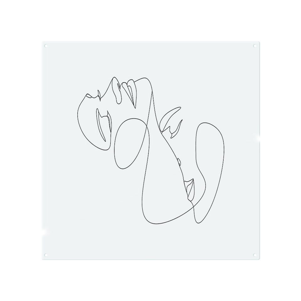 image 1 of Man and woman touch by one line Designer Splash Back | White
