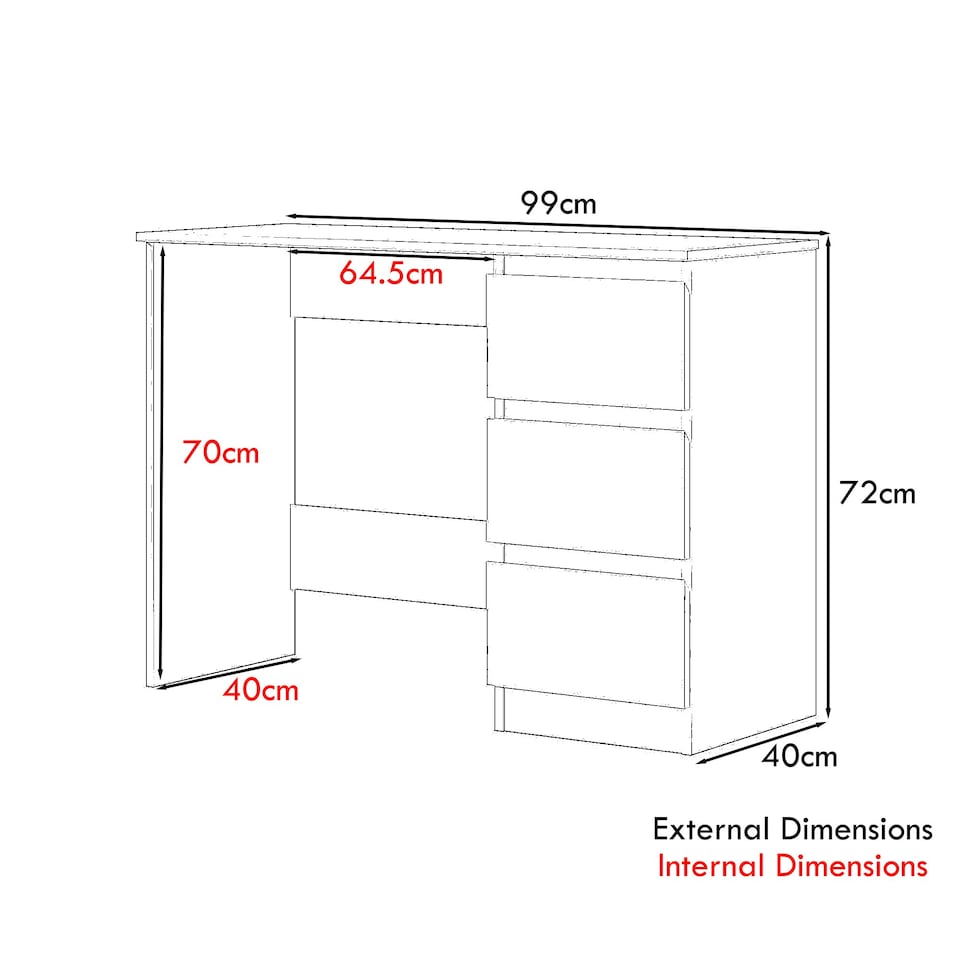 image 1 of FWStyle Stora 3 Drawer Dressing Table - White Gloss Front White
