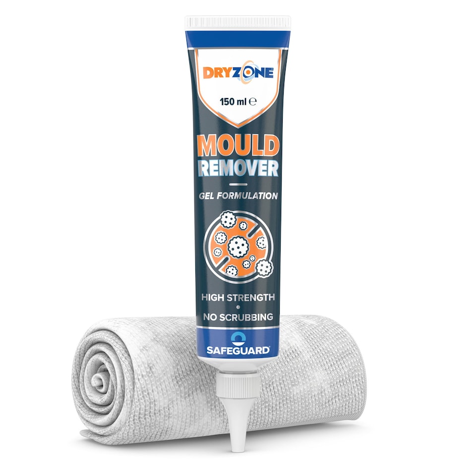 Dryzone Household Mould Remover Gel 150ml & Cloth Bathroom, Shower & Washing Machine Mould & Mildew Cleaner