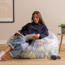 Unicorn Classic Faux Fur Bean Bag Chair | Multi | Purple Blue Pink | 1