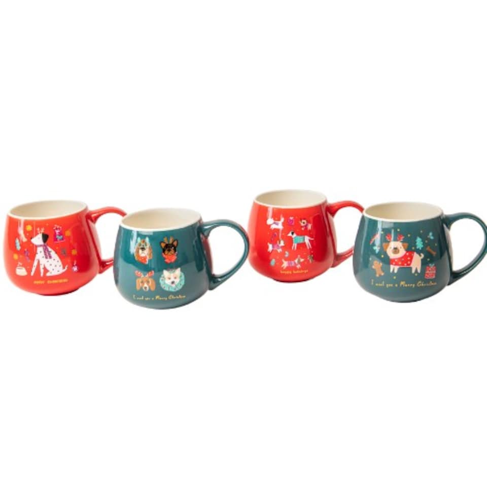 image 1 of Christmas Animal Ceramic Mug 400ml | Red | Holiday Dogs | 400ml | 1