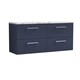 image 1 of Level 1200mm Wall Hung 4 Drawer Unit & Laminate Worktop, Midnight Blue
