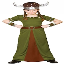 Viking Princess Girls Fancy Dress Saxon Medieval Warrior Childrens Kids Costume(8-10 Years)