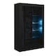 image 1 of Black Display Cabinet 93cm Gloss Doors Free LED Modern Storage Unit | Black