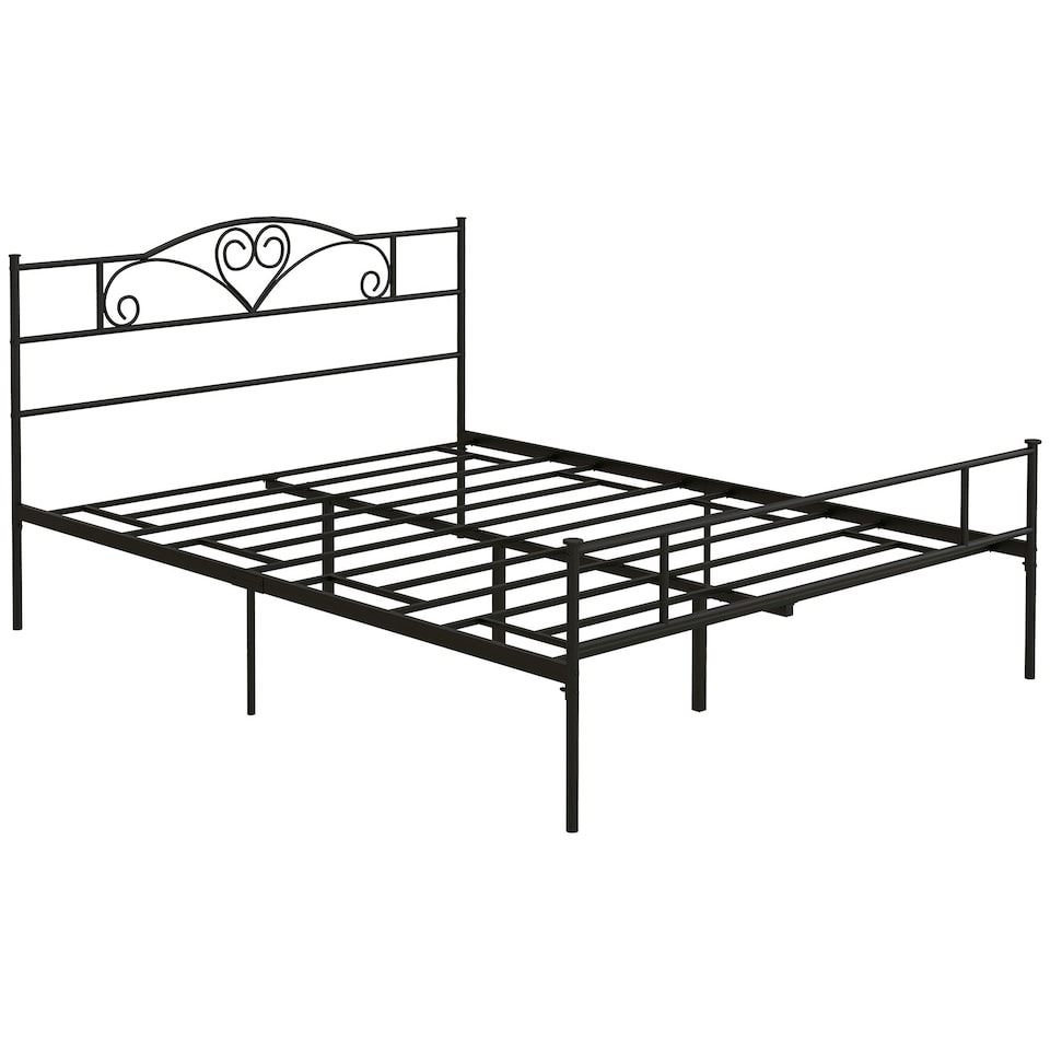 image 1 of HOMCOM King Metal Bed Frame w/ Headboard,31cm Under-bed Space