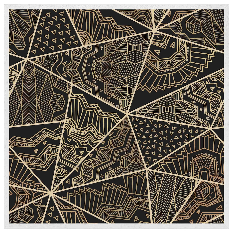 image 1 of Geometric triangles with patterns (Picutre Frame) White | L