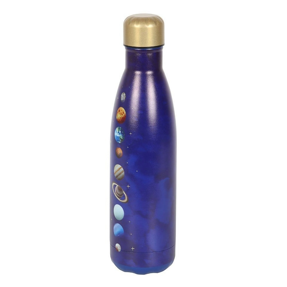 image 1 of Something Different Solar System Metal Water Bottle - Blue/Gold - One Size | Blue | Gold | One Size