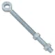 image 2 of Swing Gate Long Eye Bolts Hinge + Nuts Adjustable Zinc Plated 16 x 150mm 4pc Silver