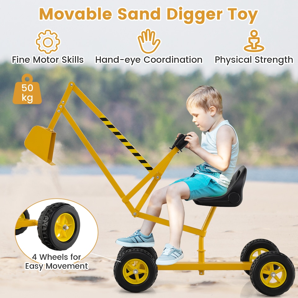 image 1 of COSTWAY Sand Digger Kids Sandbox Toy Construction Yellow