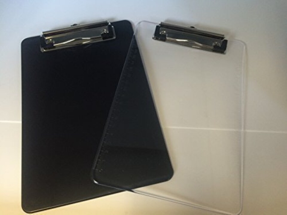 image 1 of Pack of 12 A5 Black Solid Plastic Clipboard - with Ruled Side