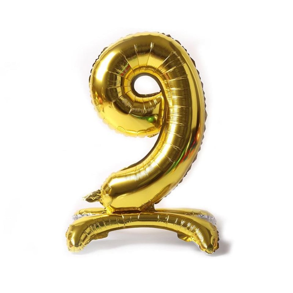 Realmax 9 Number Balloon - Gold - One Size