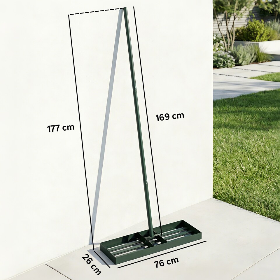 image 1 of Outsunny 76 x 26 cm Lawn Levelling Rake with 169 cm Handle | Green | Green | 76L x 26W x 177H cm