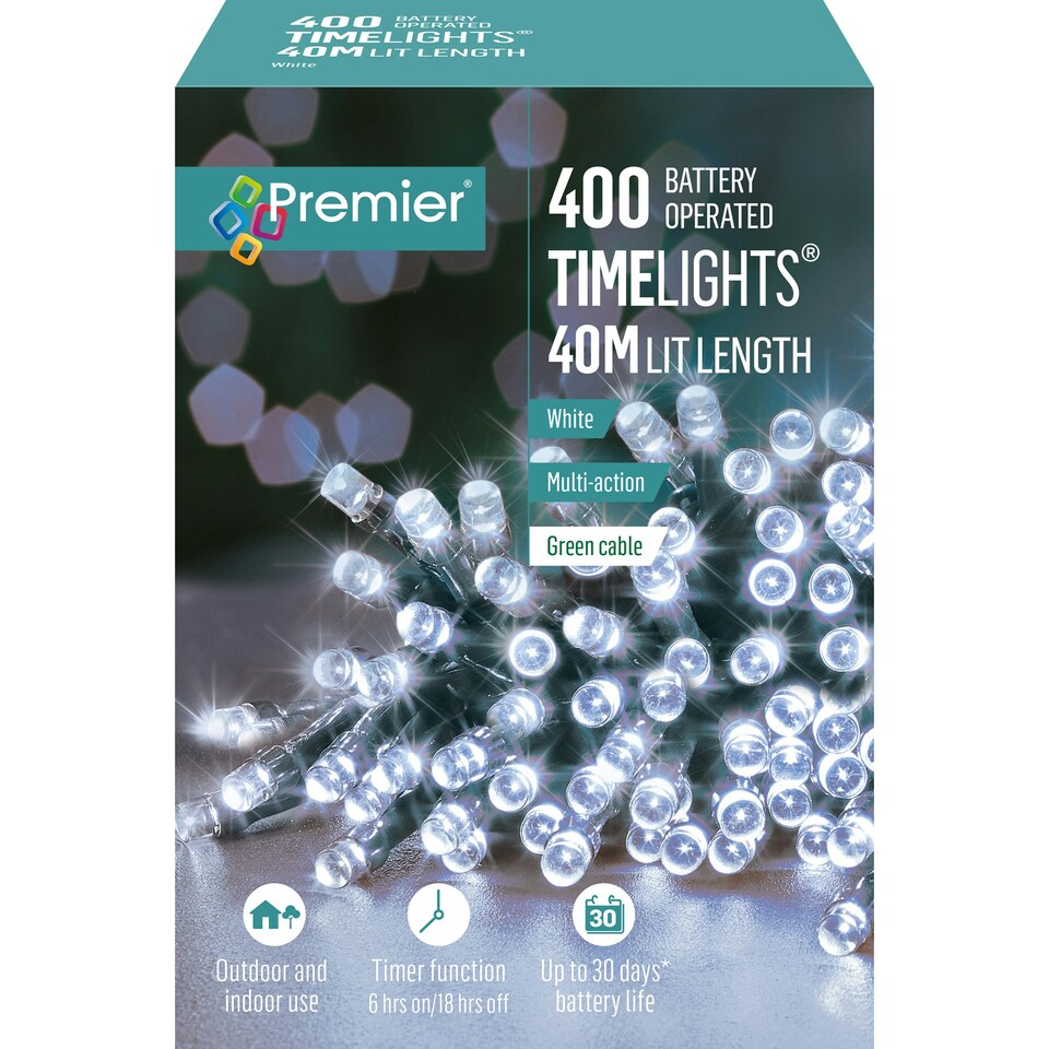 Premier TimeLights 400 LED Lights White 40m
