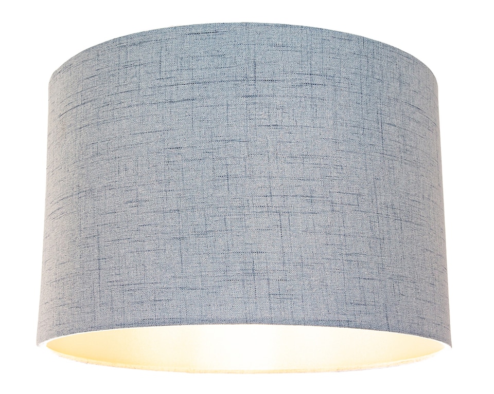 image 1 of Contemporary and Sleek Blue Textured Linen Fabric Drum Lamp Shade 60w Maximum | Blue