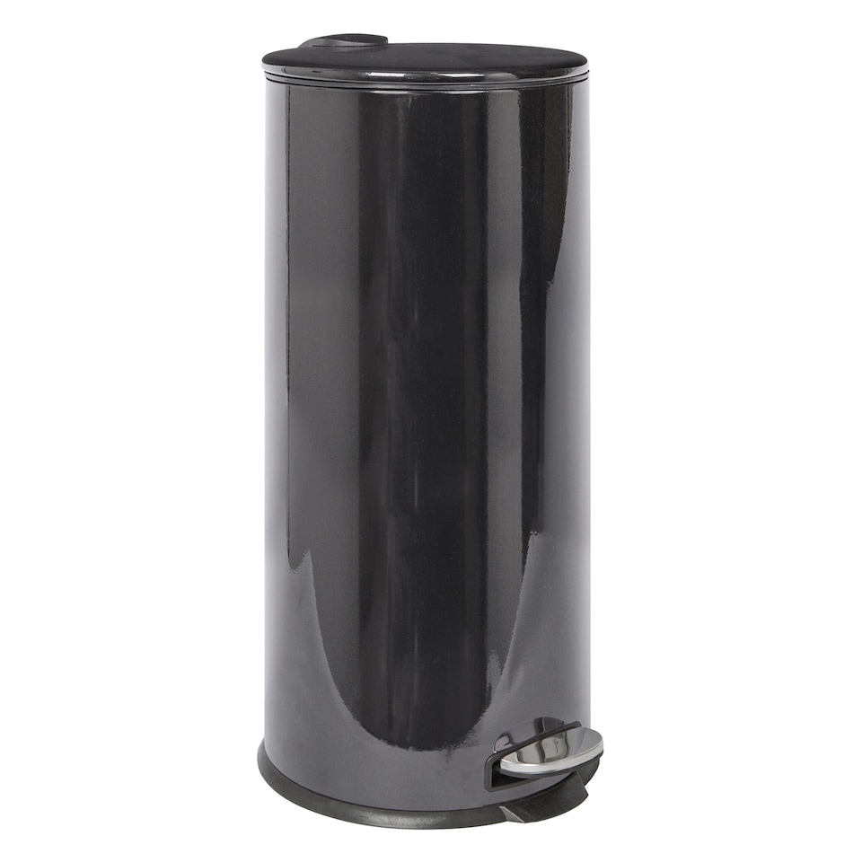 image 1 of Harbour Housewares Round Stainless Steel Kitchen Pedal Bin - 30L - Black