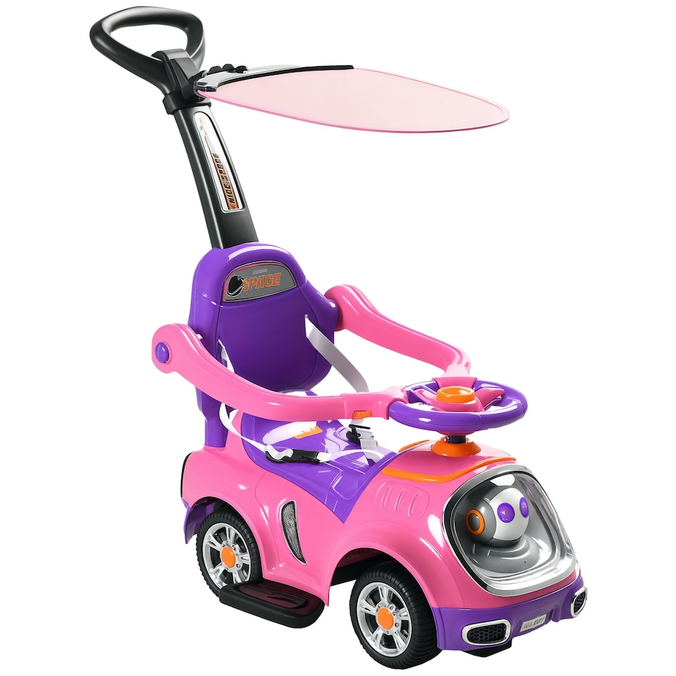 image 1 of AIYAPLAY 3 in 1 Ride on Push Car, Cartoon Robot Foot to Floor Slider - Pink