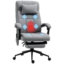 Vinsetto Fabric Vibration Massage Office Chair with Heat, Head Pillow, Grey