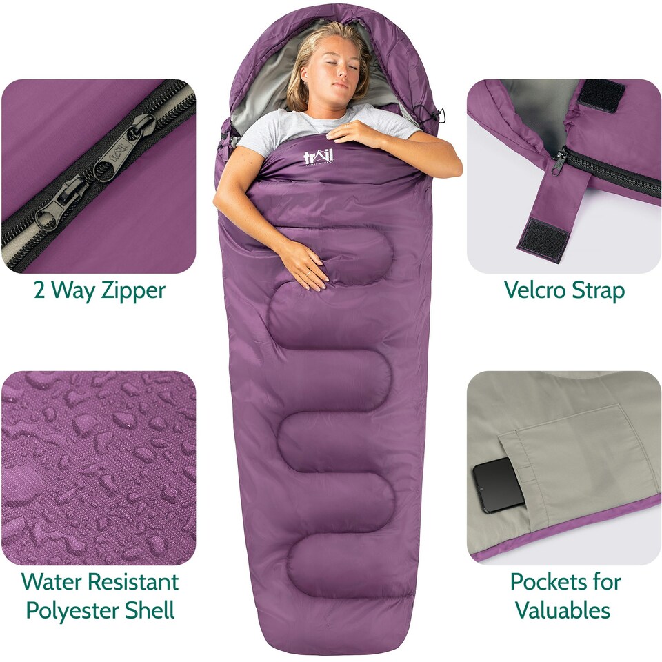 image 1 of Mummy Sleeping Bag - Purple
