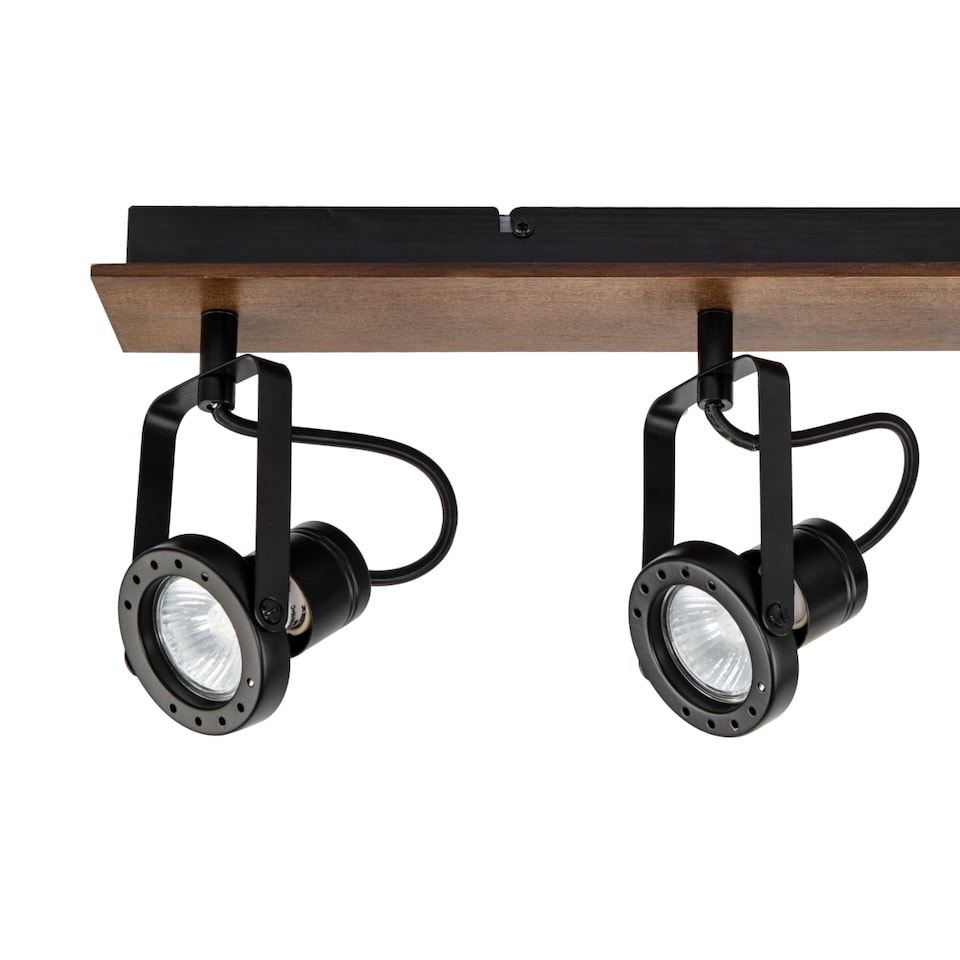 image 1 of COSYLYTE Riverton 4 Light Matt Black Spotlight with Walnut Wooden Backplate | Black | Walnut wood | 1