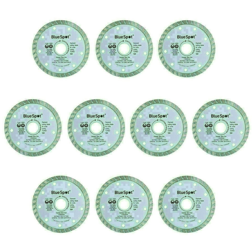 image 1 of 115mm 4.5" 1.2mm Turbo Diamond Ceramic Tile Cutting Disc for Angle Grinders 10pk