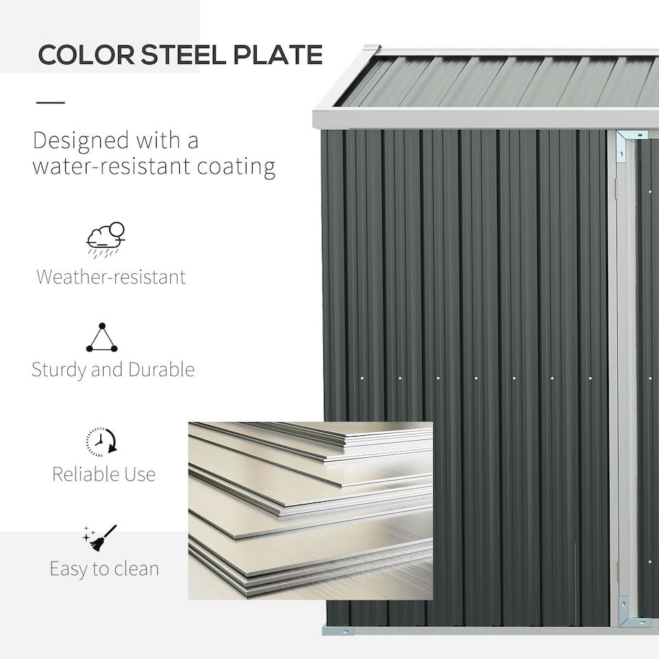 image 1 of Outsunny Outdoor Garden Storage Shed Steel Tool Storage Box Grey