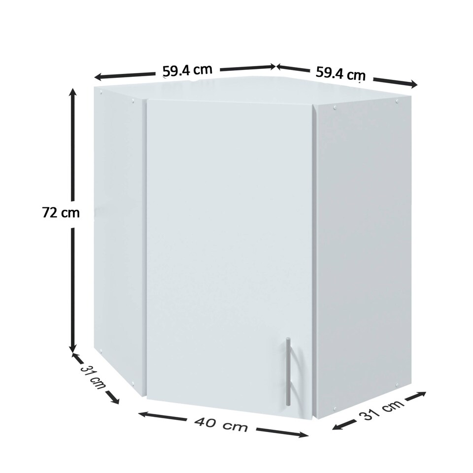 image 1 of Kitchen Wall Corner Unit 600mm Cabinet With Door and Shelf 60cm - Dark Grey Matt