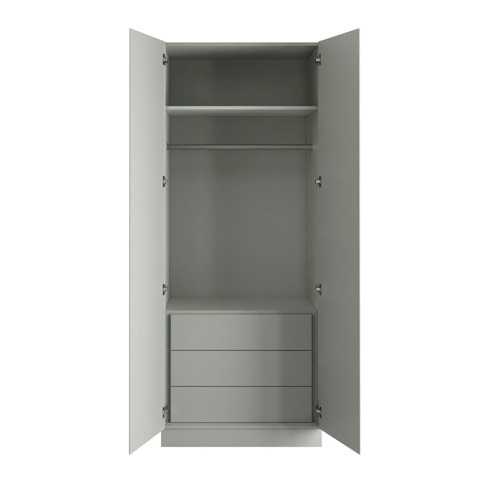 image 1 of J-Pull Handleless Light Grey Double Wardrobe with Single Rail & Internal Drawers Grey