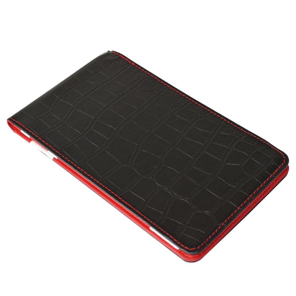 image 1 of Premium Croc Golf Scorecard Holder - Black / Red