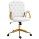 image 1 of Vinsetto Office Chair, Swivel Desk Chair, Velvet Vanity Chair with Adjustable Height and Rolling Wheels for Home Work Study, Cream White