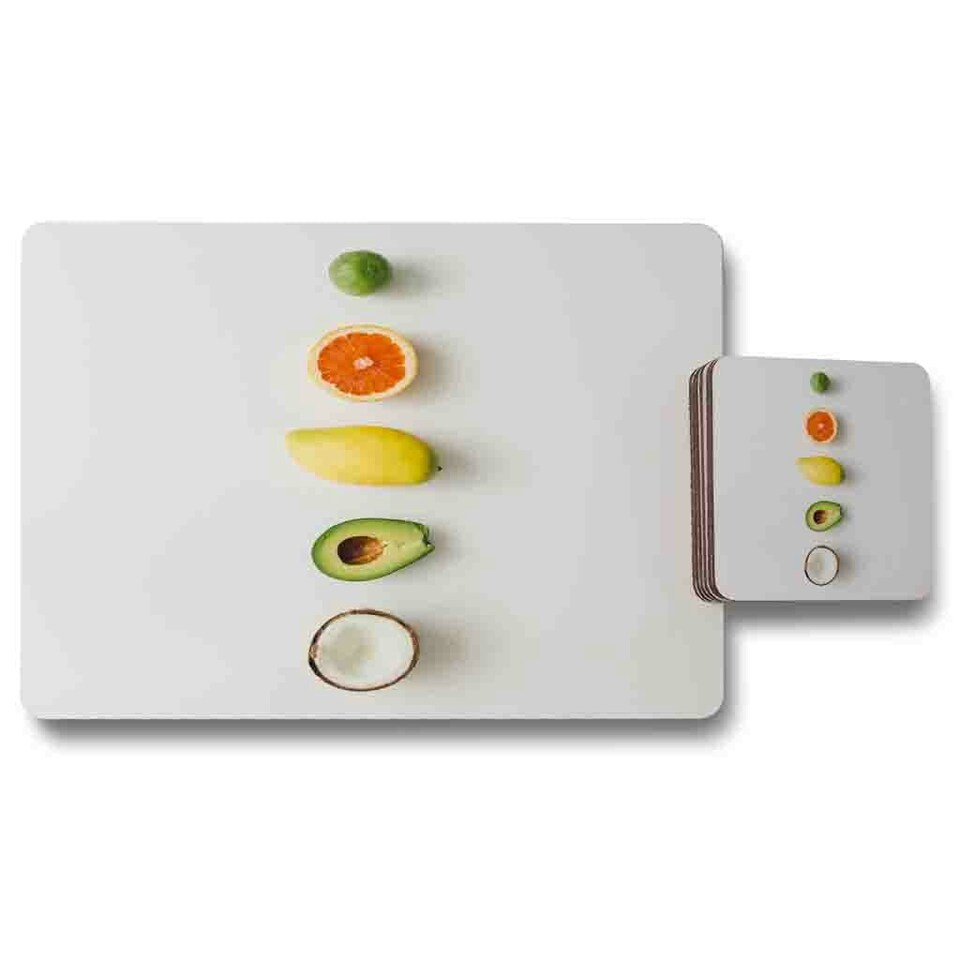 Selection Of Fruit Placemat & Coaster Set
