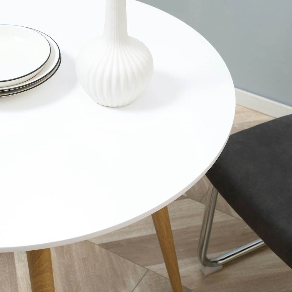 image 1 of HOMCOM Round Dining Table with Matte Top Metal legs, Kitchen Table for 2 People