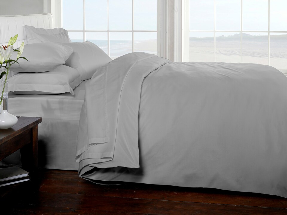 image 1 of Pure Cotton Flat Sheet 200 Thread Count Percale | Silver | King