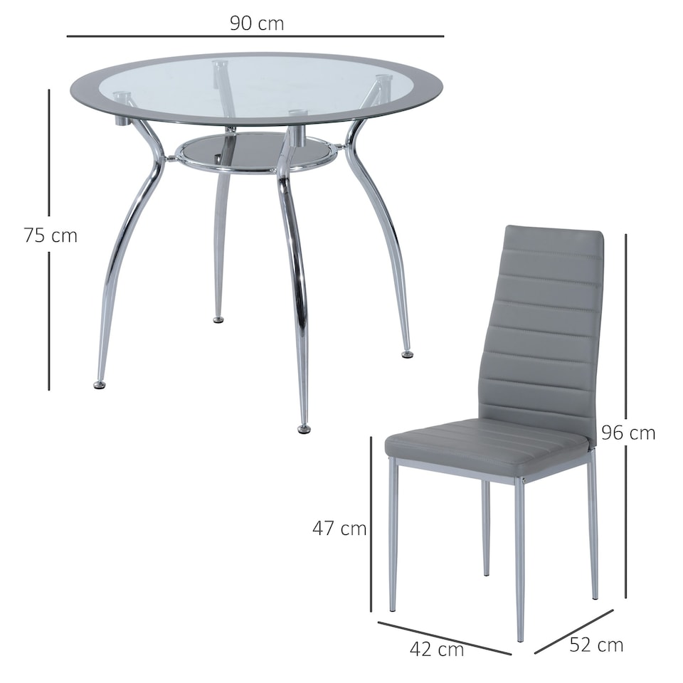 image 1 of HOMCOM Round Dining Table Set for 4, Kitchen Table and Chairs with Cushion