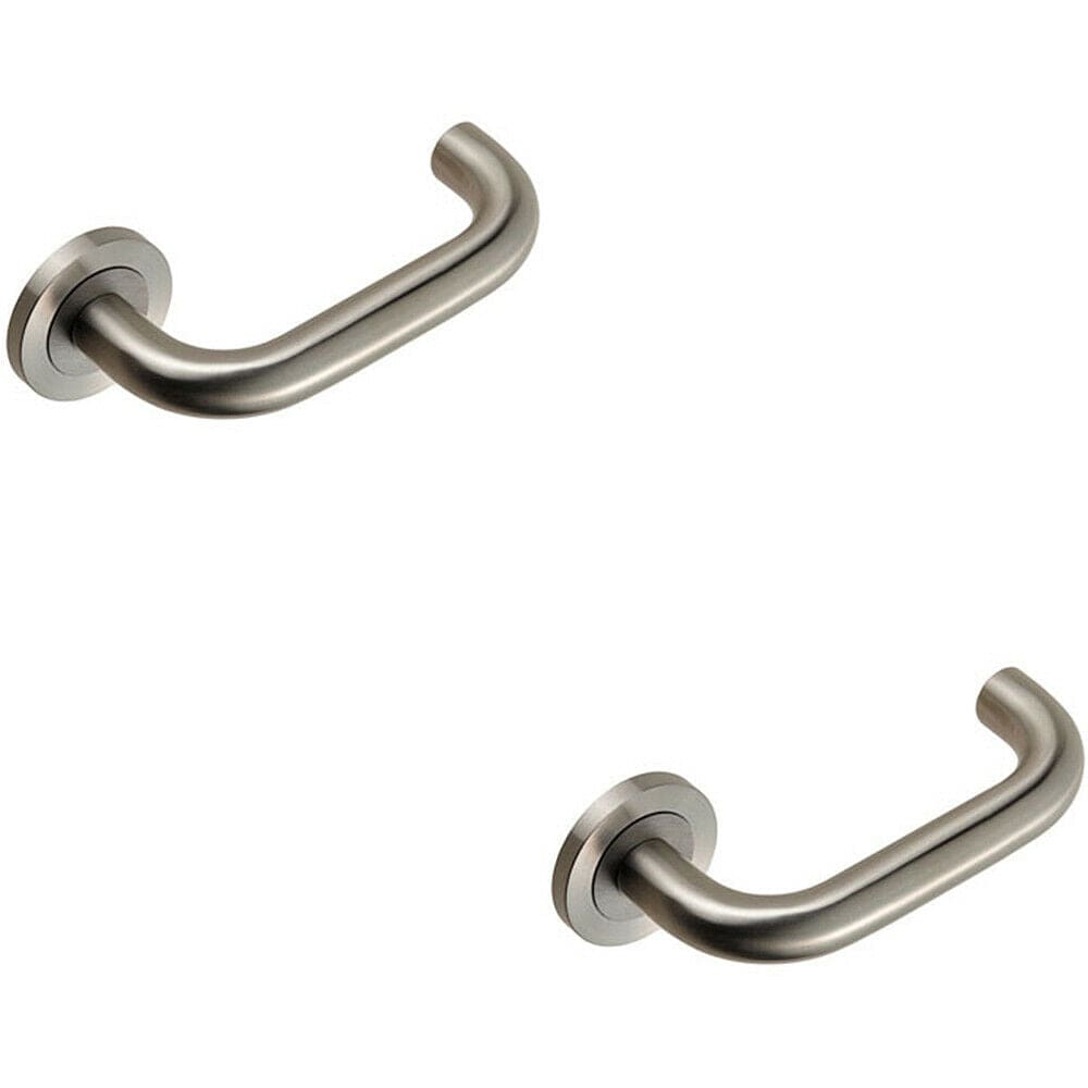2x PAIR Round Bar Safety Handle Concealed Fix Round Rose Satin Stainless Steel