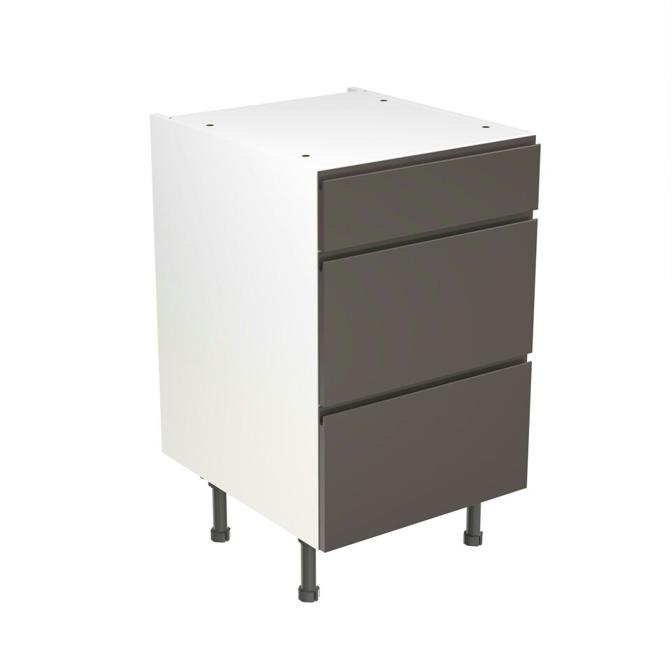 image 1 of 3 Drawer Base Unit 500mm w/ J-Pull Cabinet Door - Super Gloss Graphite Grey | Super Gloss Graphite
