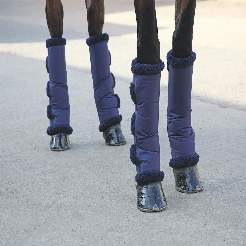 image 1 of Shires Short Fleece Lined Travel Boots Blue | Size: Cob
Colour: Navy Blue