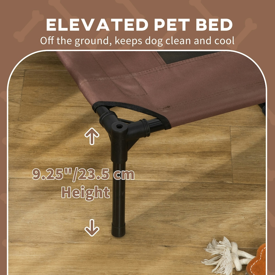 image 1 of PawHut 122cm Elevated Dog Bed Cooling Raised Pet Cot UV Protection Canopy Brown