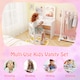 image 3 of COSTWAY Kids Vanity Set Princess Makeup Desk and Chair White