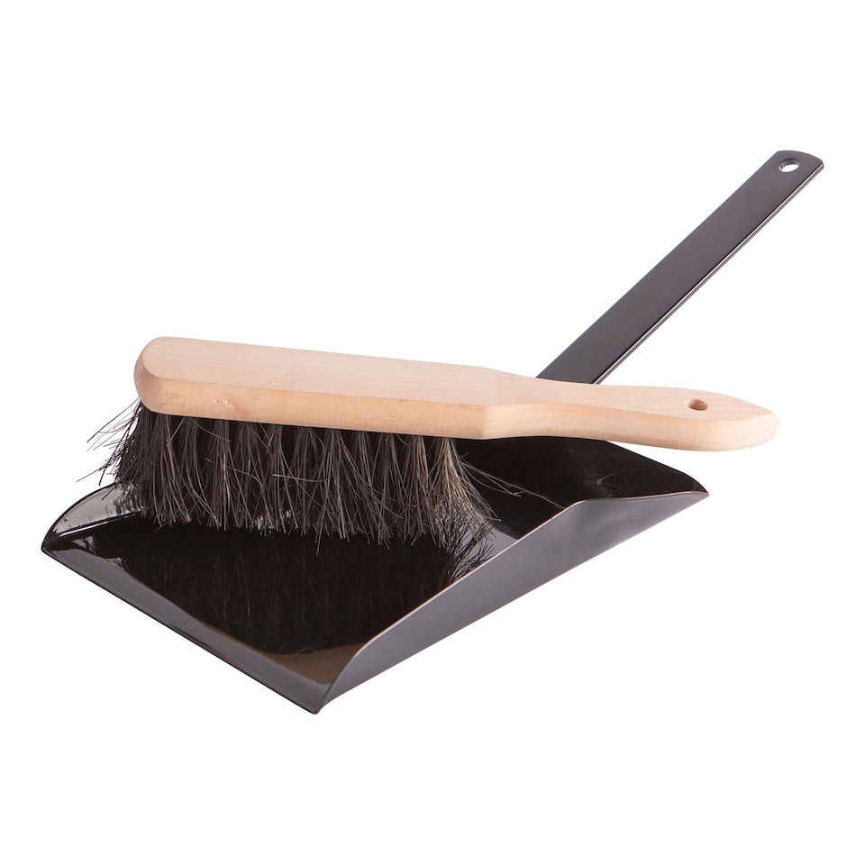 image 1 of Hammer & Tongs Fireplace Dustpan & Brush Set - Black Gloss
