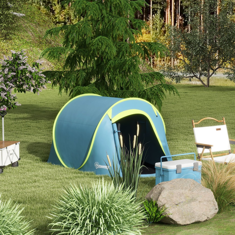 image 1 of Outsunny Pop up Camping Tent for 2 Man, 2000mm Waterproof with Bag