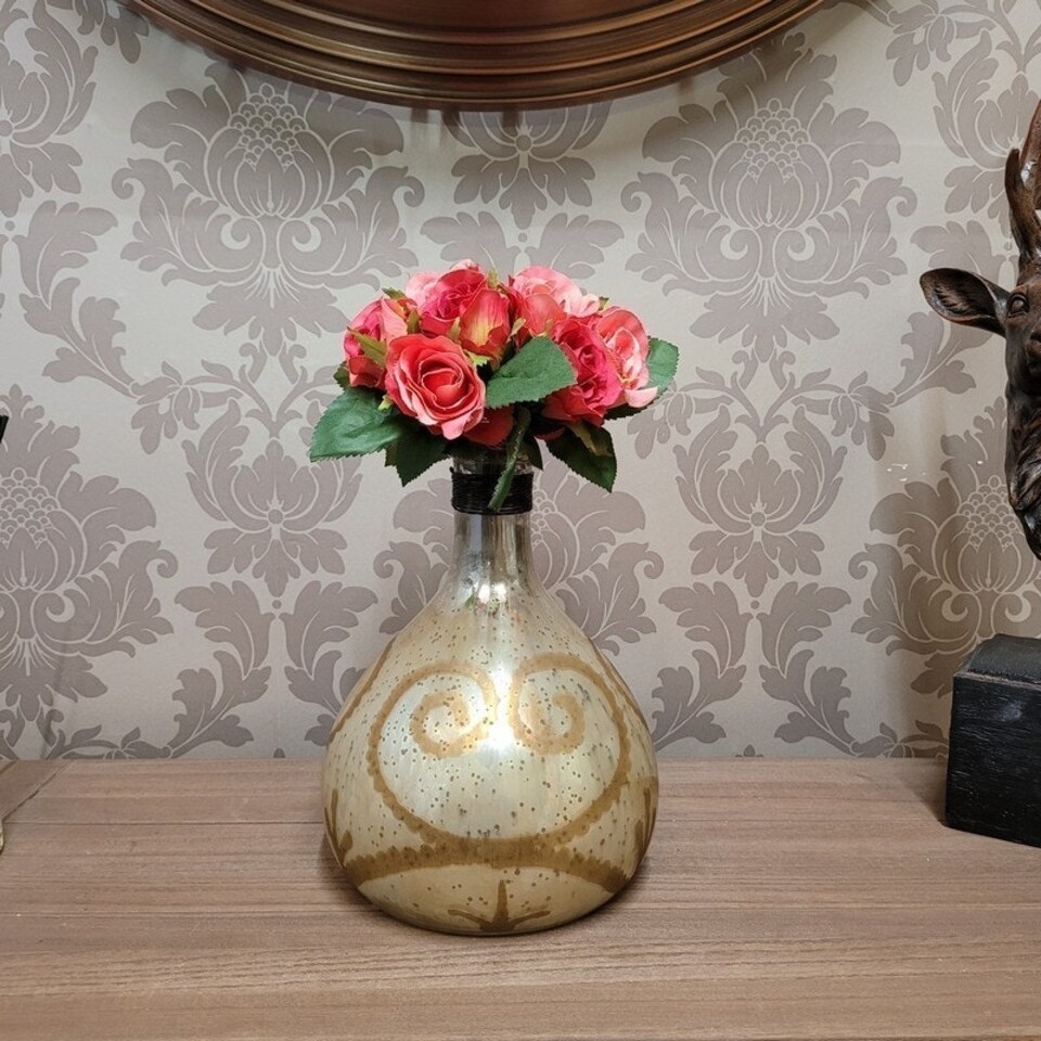 image 1 of Decorative Vase - Antique Silver Glass - L17 x W17 x H23 cm Grey