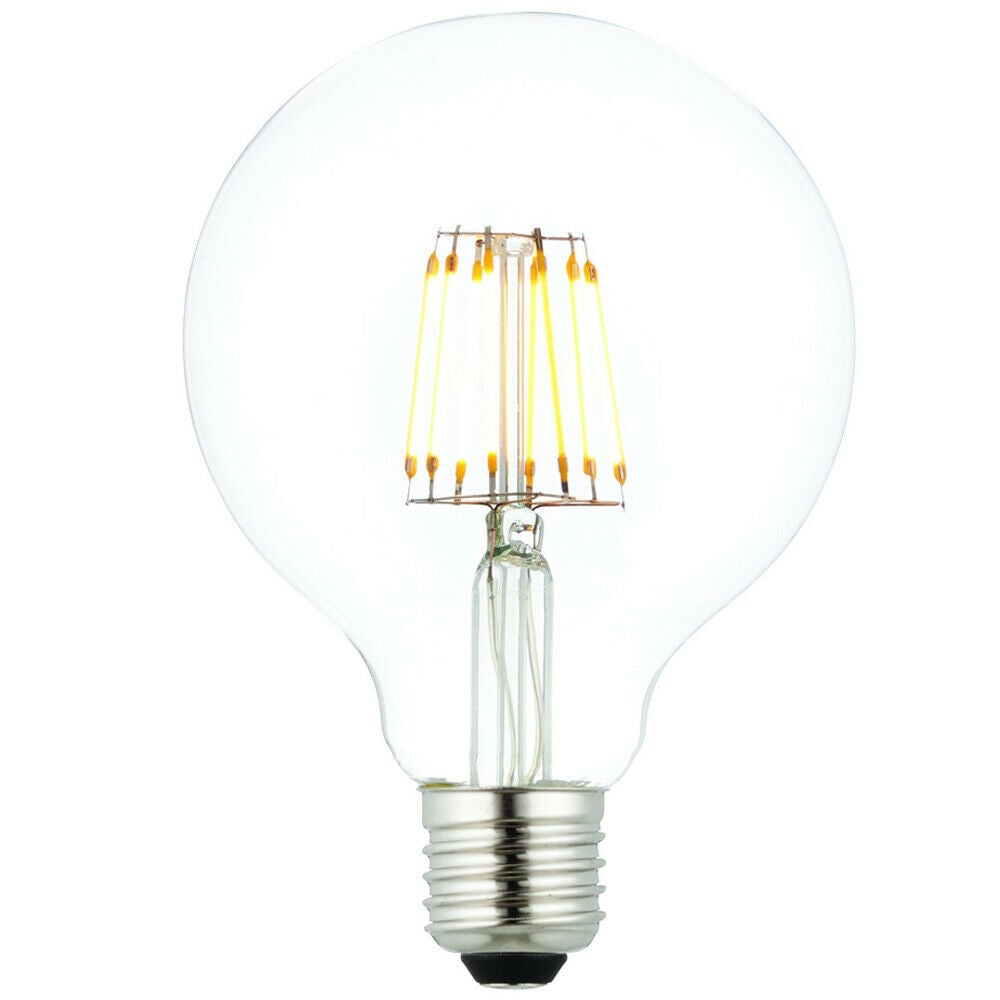 Loops E27 Edison Dimmable LED Filament Light Bulb 6W Warm White Glass 95mm Globe Lamp